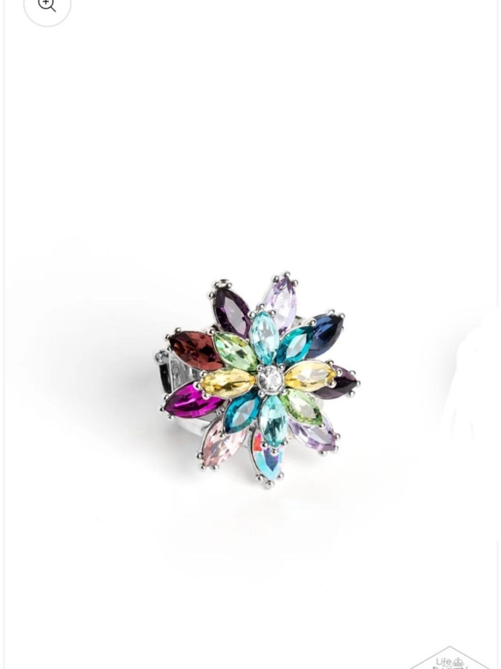 Multicolor Crystal Flower stretch band  Ring - Women Jewelry Fits sizes 5-9 - Picture 2 of 3